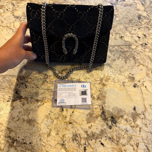 Gucci Dionysus Chain Wallet on a Chain GG Blue Velvet - Picture 2 of 9